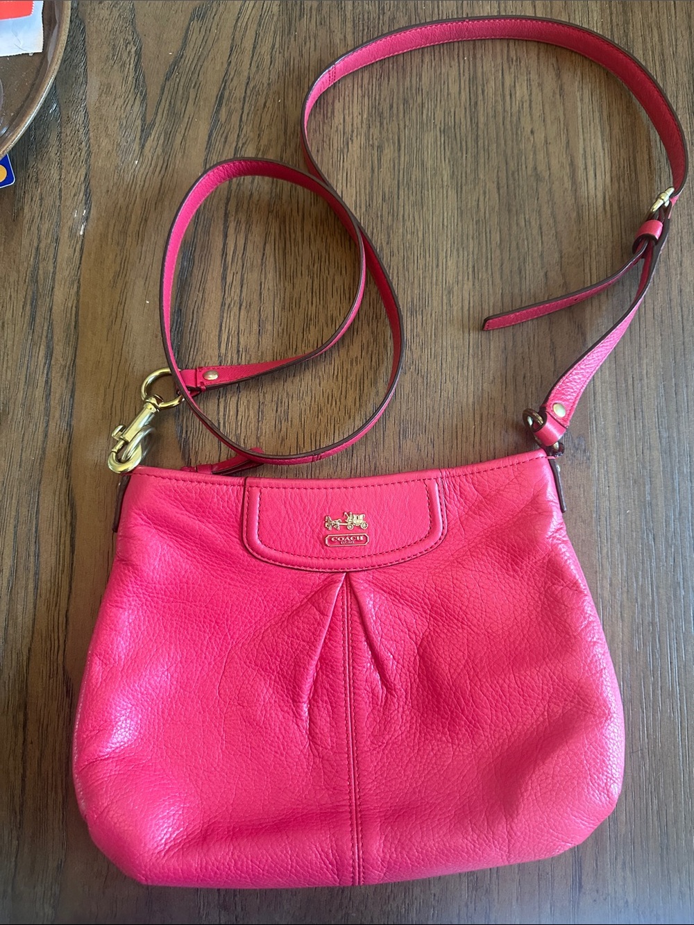 Coach Pink Leather Crossbody Bag with Gold Hardware
